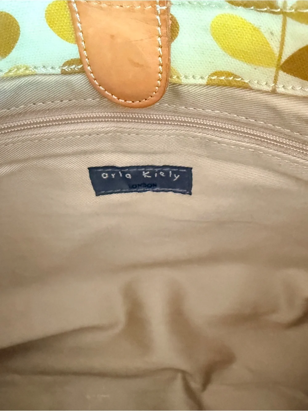 Orla Kiely Yellow and Tan Leaf-Print Hobo Bag. Shoulder bag